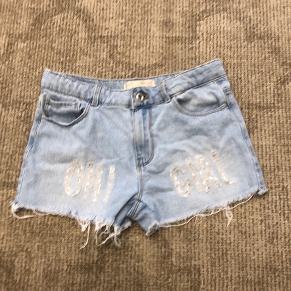 Zara Other - Zara Girls Denim Jean Shorts “OH GIRL” Sz 11/12